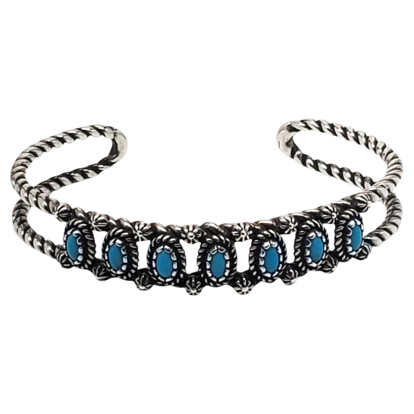 Carolyn Pollack Bracciale in corda di turchese in argento sterling #21621 in vendita