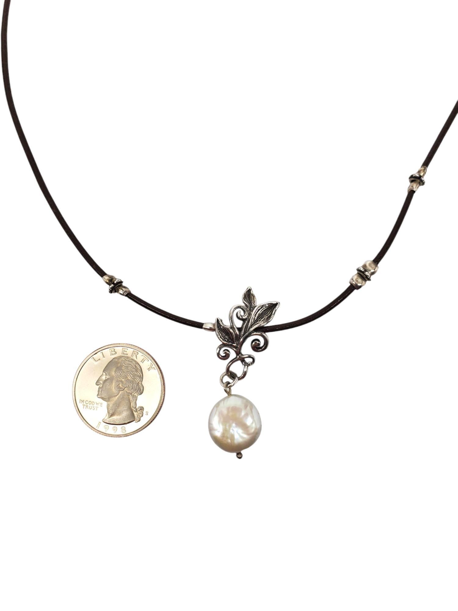 DIDAE Collier en argent sterling avec pendentif en forme de feuille et de vigne #21618 en vente 3