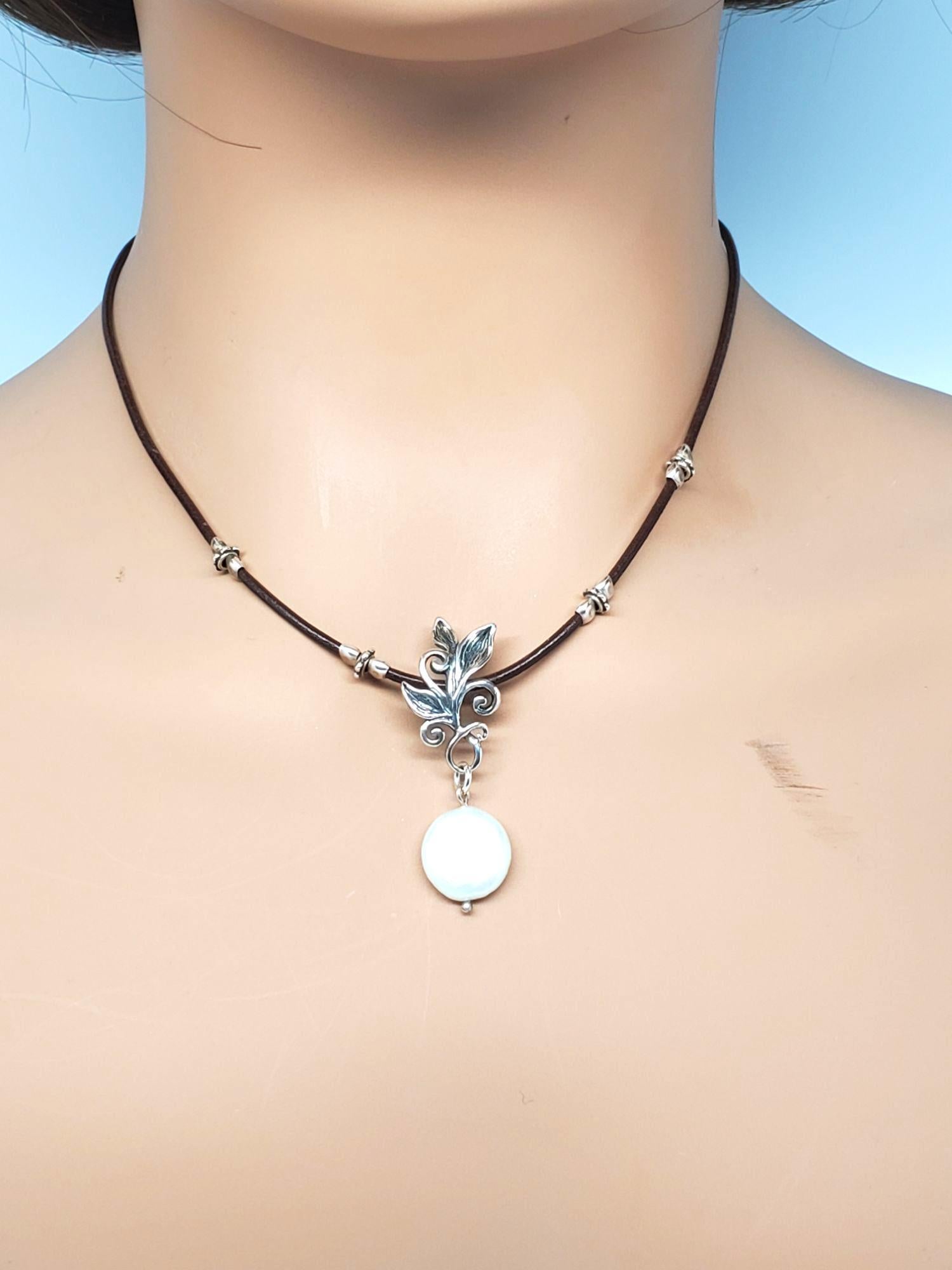DIDAE Collier en argent sterling avec pendentif en forme de feuille et de vigne #21618 en vente 4