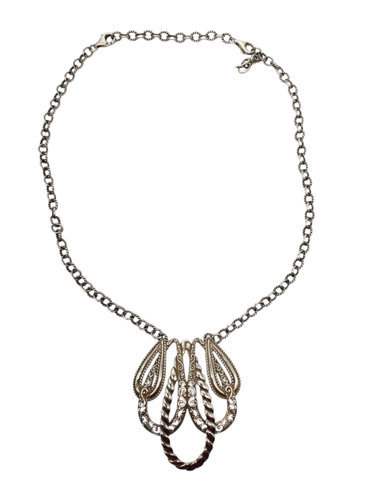 Carolyn Pollack Collier à pendentifs en filigrane et corde en argent sterling #21602 en vente