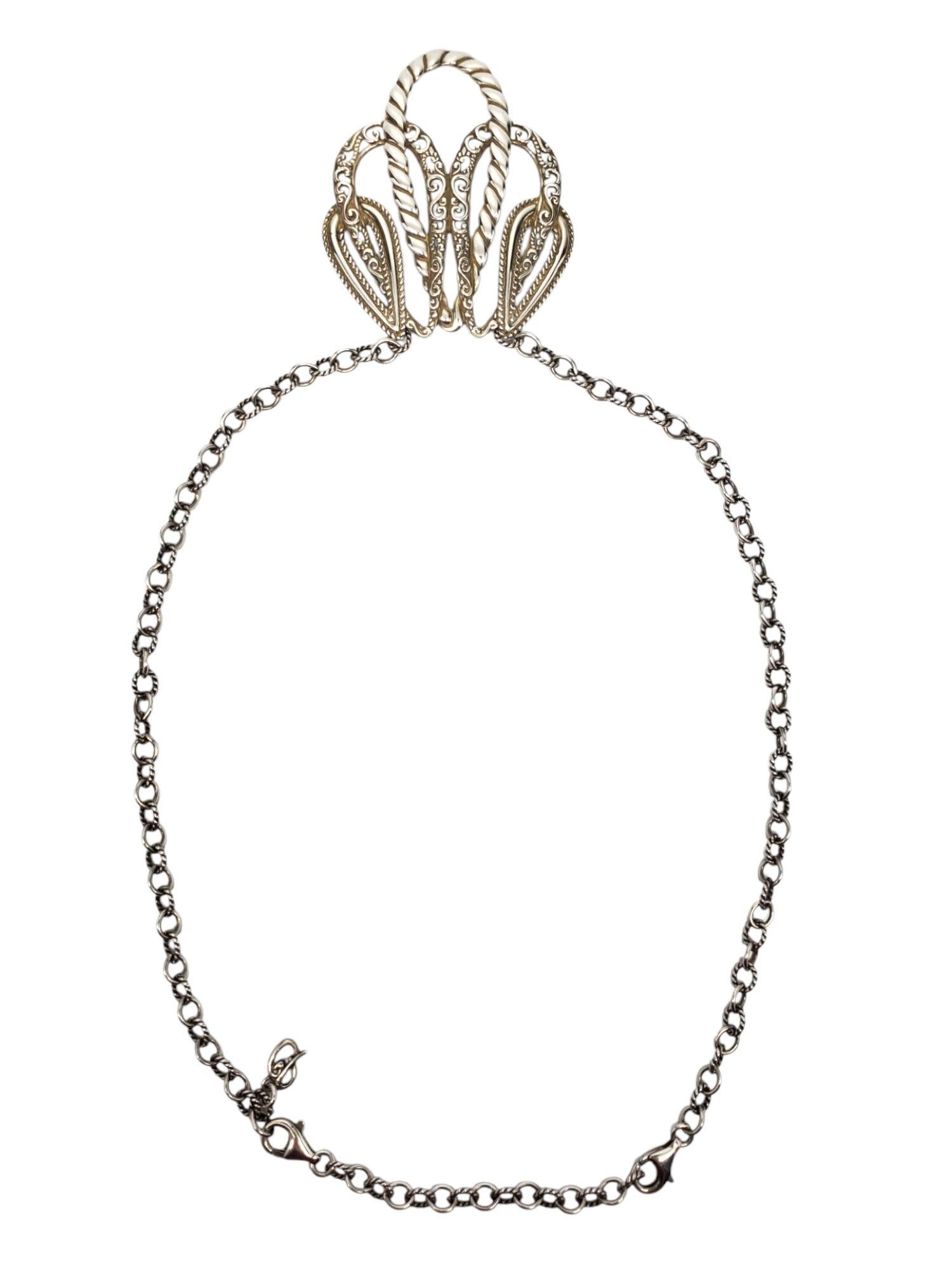 Carolyn Pollack Collier à pendentifs en filigrane et corde en argent sterling #21602 Bon état - En vente à Washington Depot, CT
