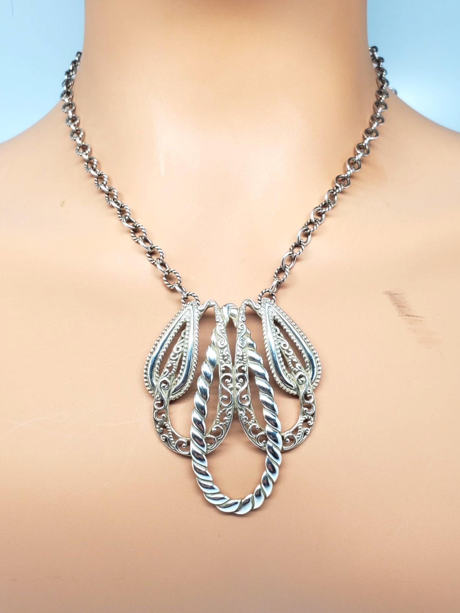 Carolyn Pollack Collier à pendentifs en filigrane et corde en argent sterling #21602 en vente 6