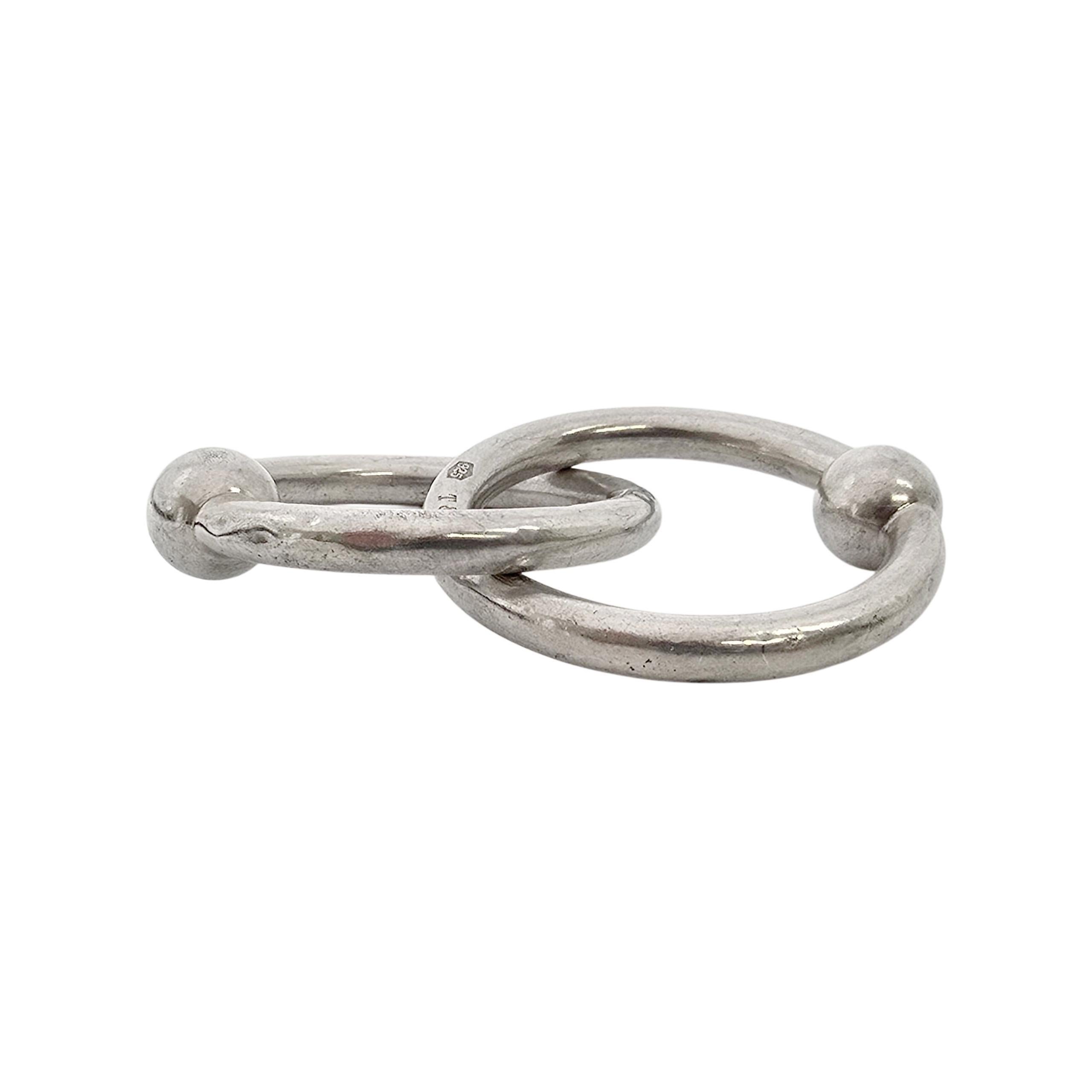 Women's or Men's Tiffany & Co Sterling Silver 1837 Double Ring Rattle with Box #22452 For Sale