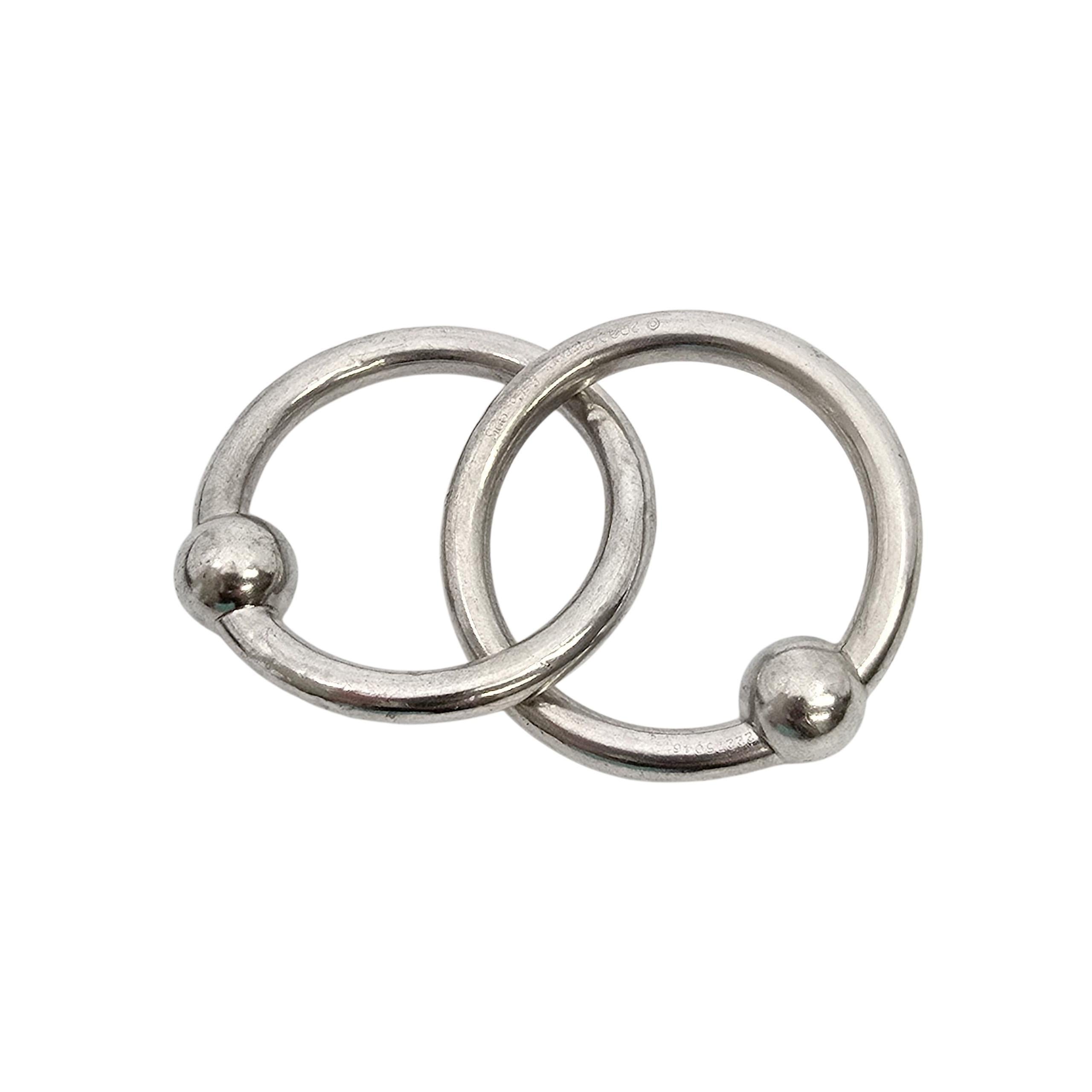 Tiffany & Co Sterling Silver 1837 Double Ring Rattle with Box #22452 In Good Condition For Sale In Washington Depot, CT