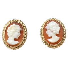 14K Yellow Gold Cameo Earrings #25883