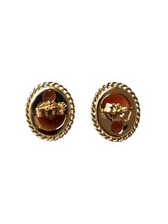14K Yellow Gold Cameo Earrings #25883