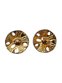 18K Yellow Gold Sand Dollar Stud Earrings #25878
