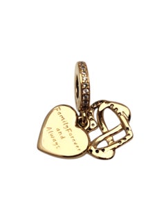 Pandora 14K Yellow Gold CZ "Family Forever & Always"Heart Charm #25849