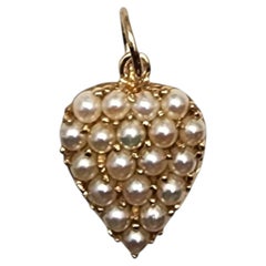 14K Yellow Gold Pearl Heart Charm #25821