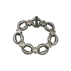 Konstantino Sterling Silver 18K Gold Pave Diamond Oval Link Bracelet #25912