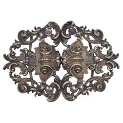 Antique Sterling Silver Art Nouveau Nurse Sash Belt Buckle #25915