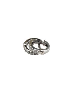 14K White Gold Small Diamond Hoop Earrings #25942