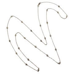 Collar de diamantes en fila con engaste en bisel de oro amarillo de 14K, 32,5" #25935