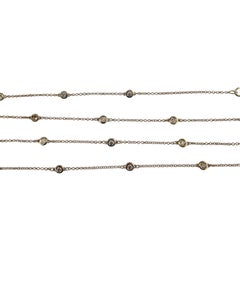 14K Yellow Gold Bezel-Set Diamond Station Necklace 32.5" #25935