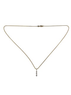 14K Yellow Gold Three-Diamond Drop Pendant Necklace #25907