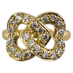 18K Yellow Gold Diamond Interlocking Hearts Ring Size 5 #25900
