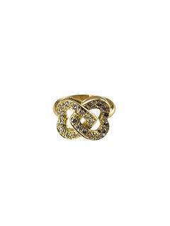 18K Yellow Gold Diamond Interlocking Hearts Ring Size 5 #25900