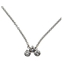 14K White Gold Diamond Pendant Necklace 17" #25902