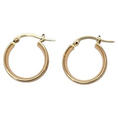 Boucles d'oreilles créoles larges nervurées en or jaune 14 carats #25726