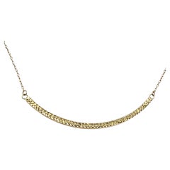 14K Yellow Gold Curved Bar Pendant Necklace 17" #25722