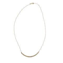 14K Yellow Gold Curved Bar Pendant Necklace 17" #25722