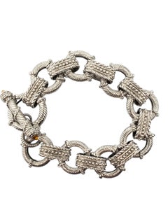 Judith Ripka Plata de Ley CZ Citrino Cuerda Eslabón Toggle Bracelet #24083