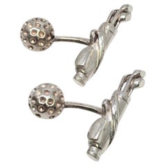 Tiffany & Co Sterling Silver Golf Bag and Golf Ball Cufflinks #25972