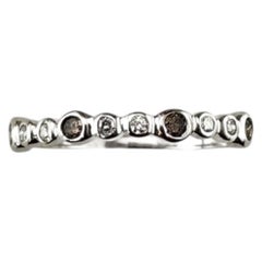 10K White Gold Champagne and White Diamond Band Ring Size 6 #25996