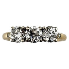 14K Yellow and White Gold Three-Stone Diamond Ring Size 5.5 #25992