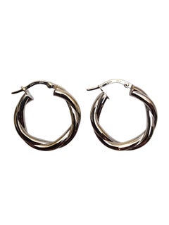 14K White Gold Twisted Hoop Earrings #26098
