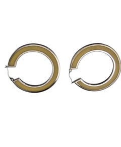 Miriam Salat Sterling Silver White Topaz Hoop Earrings #26134