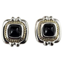 Tiffany & Co. Sterling Silver and 18K Yellow Gold Onyx Earrings #26164