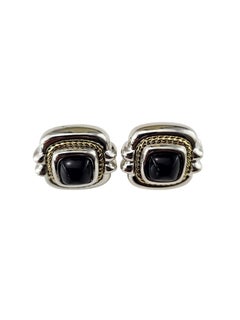 Tiffany & Co. Sterling Silver and 18K Yellow Gold Onyx Earrings #26164