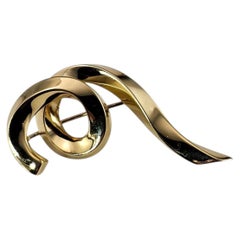 Tiffany & Co. 18K Yellow Gold Swirl Ribbon Brooch/Pin #26049