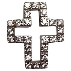 18K White Gold Cubic Zirconia Cross Pendant #26055