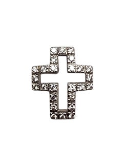 18K White Gold Cubic Zirconia Cross Pendant #26055