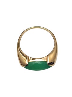 Anello in oro giallo 10K con pietra verde East West n. 25690