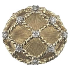 Bague Dankner en or jaune 18 carats et diamants, de forme bombée, taille 7 #26215