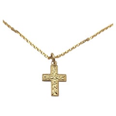 14K Yellow Gold Small Cross Pendant Necklace #26153