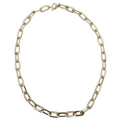 18K Yellow Gold Paperclip Link Toggle Necklace 18" #26141