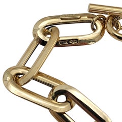 18K Yellow Gold Paperclip Link Toggle Necklace 18" #26141