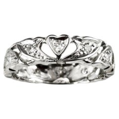 Platinum and Diamond Filigree Band Ring Size 7.5-7.75 #25987