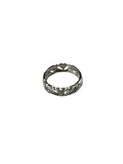 Platinum and Diamond Filigree Band Ring Size 7.5-7.75 #25987