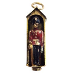 14K Yellow Gold Royal Guard Inside Sentry Box Articulating Charm #26271