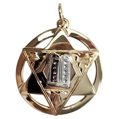 14K Two Tone Yellow and White Gold Star of David Charm #26263