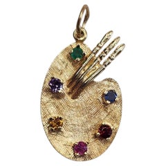 14K Yellow Gold Painters Palette Pendant #26262