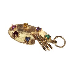 14K Yellow Gold Painters Palette Pendant #26262