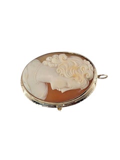 9K Yellow Gold Cameo Brooch/Pendant #26254