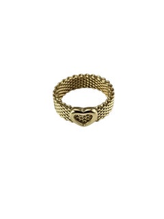 Tiffany & Co. 18K Yellow Gold Somerset Mesh Heart Ring Size 7 #26277