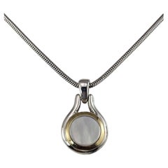 Tiffany & Co. Sterling Silver 18K Gold Mother of Pearl Pendant Necklace #26252